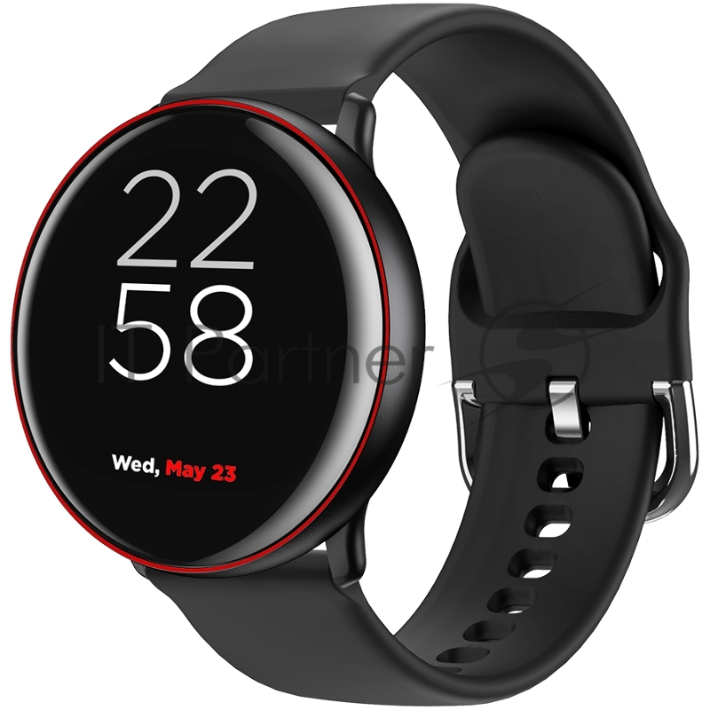Смарт-часы Smart watch, 1.22inches IPS full touch screen, aluminium+plastic body,IP68 waterproof, multi-sport mode with swimming mode, compatibility with iOS and android,black-red body with extra black leather belt, Host: 41.5x11.6mm, Strap: 240x20mm