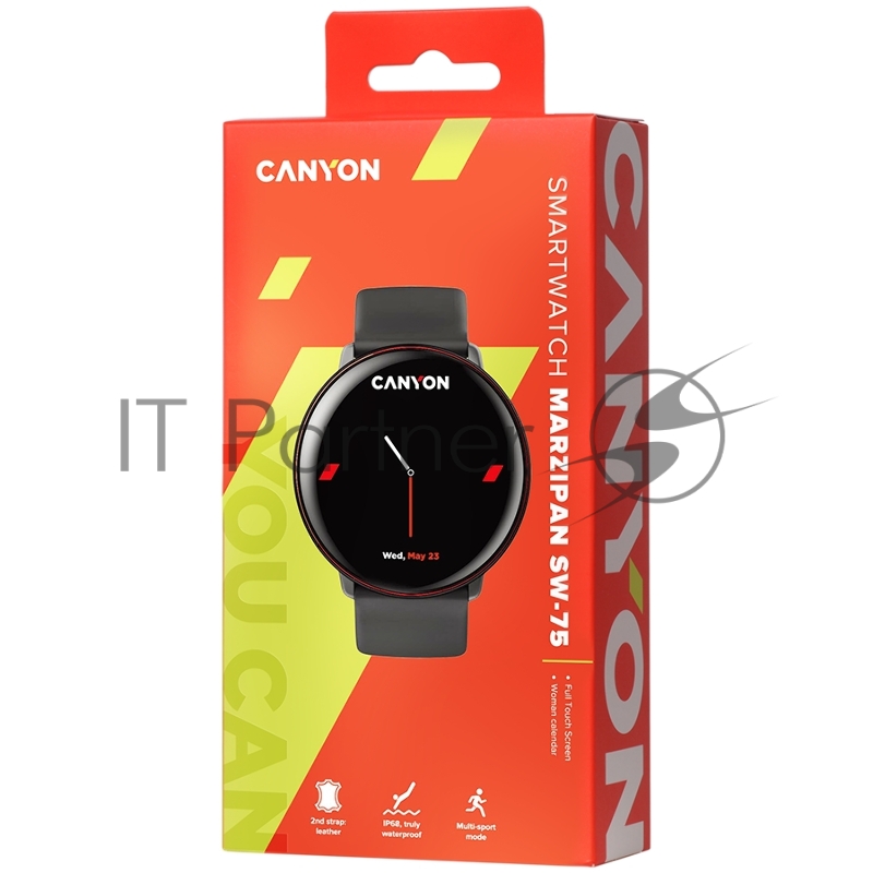 Смарт-часы Smart watch, 1.22inches IPS full touch screen, aluminium+plastic body,IP68 waterproof, multi-sport mode with swimming mode, compatibility with iOS and android,black-red body with extra black leather belt, Host: 41.5x11.6mm, Strap: 240x20mm