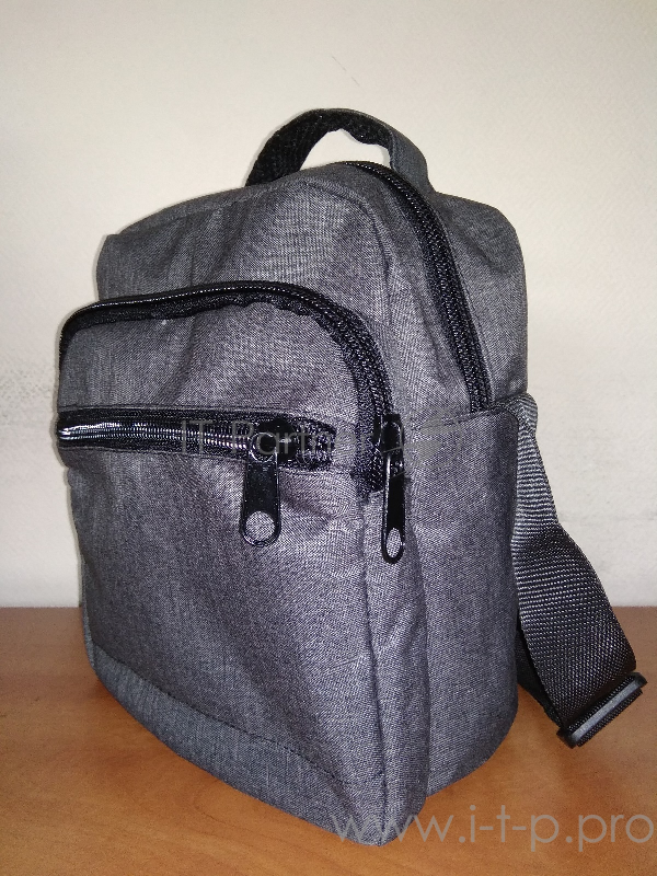 Сумка плечевая городская средняя 25х22х12, серый