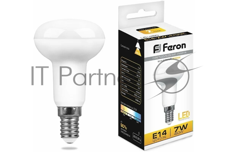 Лампа светодиодная рефлектор LB-450 (7W) 230V E14 2700K R50 | 25513 | FERON