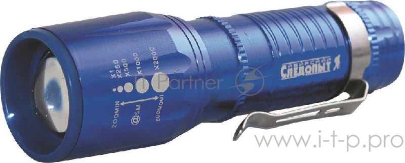 Фонарь ручной СИБИРСКИЙ СЛЕДОПЫТ Вега с зажимом, 1L, zoom/120
