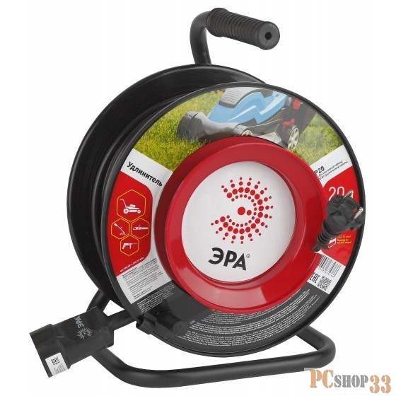 Эра Силовые удлинители на рамке и на катушке ЭРА Б0001678 Удлинитель силовой RP-1-2x0.75-40m без заземления 1 гн 2х0.75мм пластиковая катушка