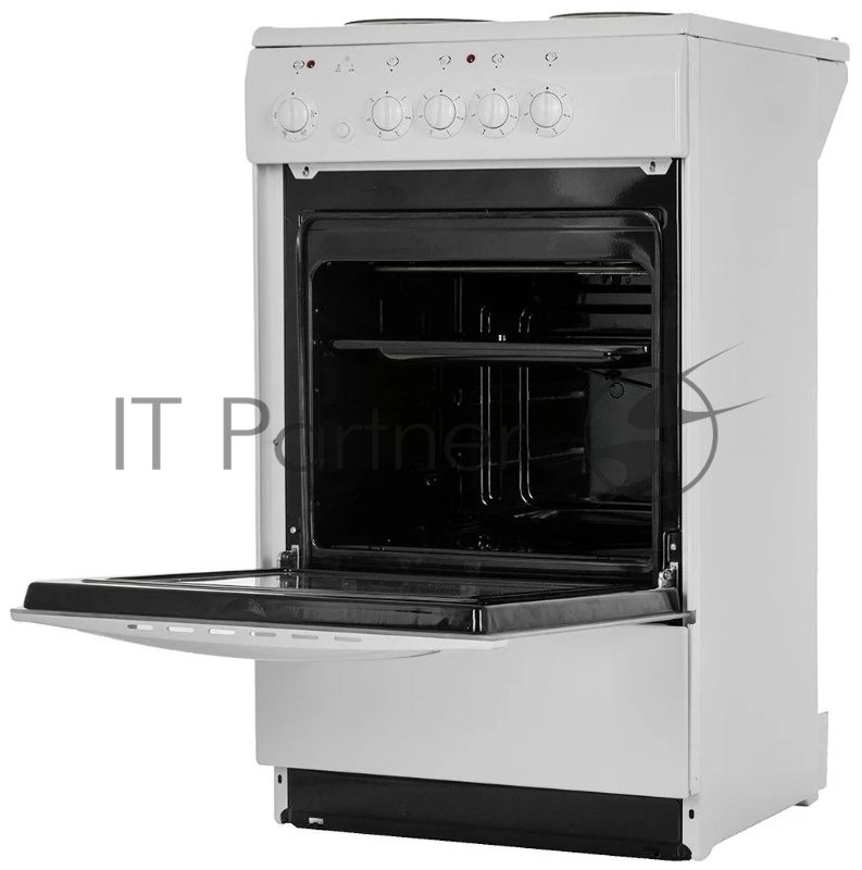 Плита электрическая DE LUXE 5004.12э кр белая ШхГхВ 50x50x85,конфорка на 2кВт,таймер,духовка с терморегулятором, грилем, вертелом с эл./приводом, подсветкой.белая