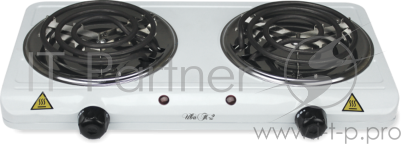 Плита Электрическая Вел. реки Ива-Т2, 1000Вт/1000Вт, 2 конфорки