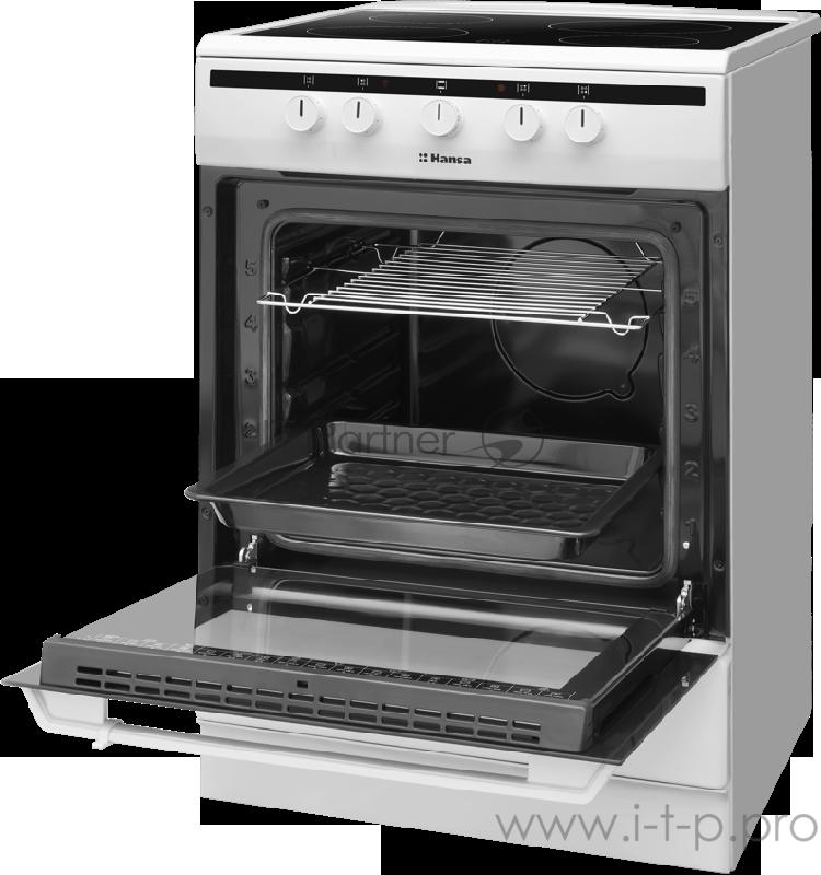 Электрическая плита HANSA FC CS 63000 Ширина 60см 4 нагревательных элемента Hi Light, электрическая духовка 4 программы нагрева, гриль, ящик для посуды, цвет - серебристый
