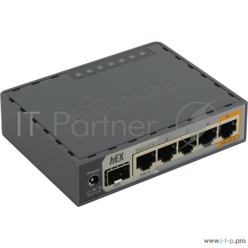 Сетевое оборудование MikroTik RB760iGS PoE-маршрутизатор 2 ядра (880 МГц), 5х 1G RJ45, SFP, USB, MicroSD, раздача PoE (HEX S)
