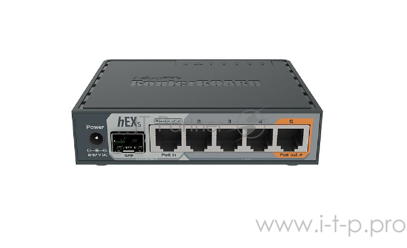 Сетевое оборудование MikroTik RB760iGS PoE-маршрутизатор 2 ядра (880 МГц), 5х 1G RJ45, SFP, USB, MicroSD, раздача PoE (HEX S)