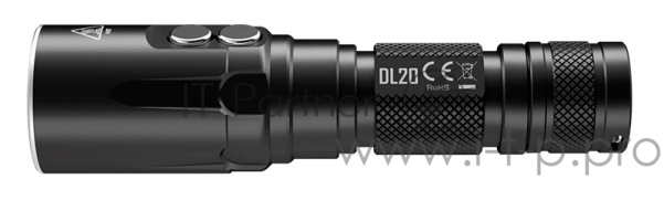 Фонарь ручной Nitecore DL20 черный лам.:светодиод. 18650/CR123x1 (18925)