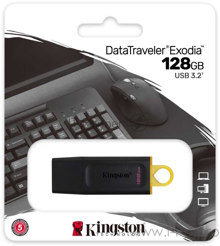 Накопитель флэш KINGSTON 128GB USB3.2 Gen1 DataTraveler Exodia (Black + Yellow)