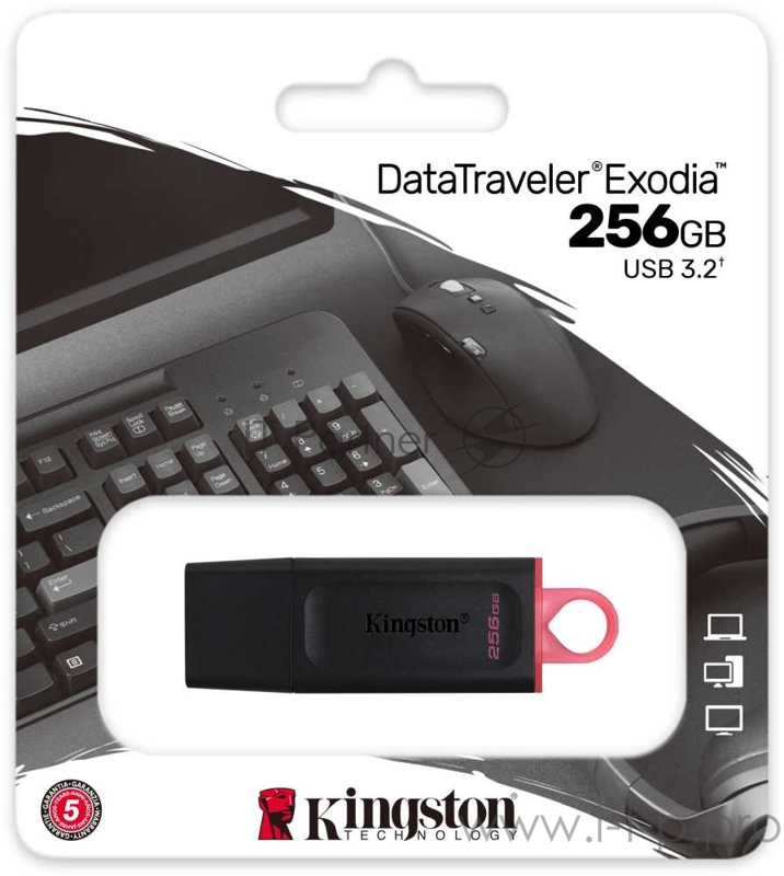 Накопитель KINGSTON 256GB USB3.2 Gen1 DataTraveler Exodia (Black + Pink)