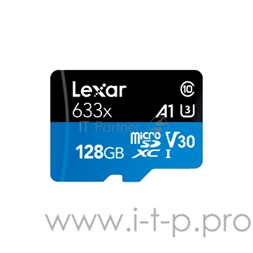 Карта LEXAR 128GB High-Performance 633x microSDXC UHS-I, up to 100MB/s read 45MB/s write C10 A1 V30 U3, Global