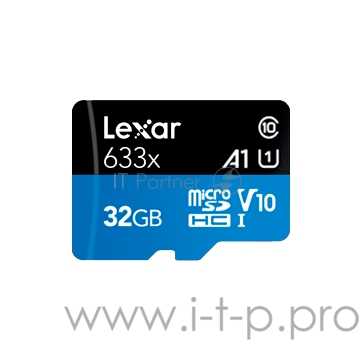 Карта LEXAR 32GB High-Performance 633x microSDHC UHS-I, up to 100MB/s read 20MB/s write C10 A1 V10 U1, Global