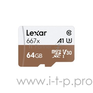 Карта LEXAR 64GB Professional 667x SDXC UHS-I cards, up to 100MB/s read 60MB/s write C10 V30 U3