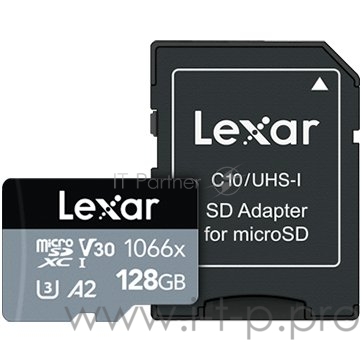 Карта LEXAR Professional 1066x 128GB microSDHC/microSDXC UHS-I Card SILVER Series with adapter