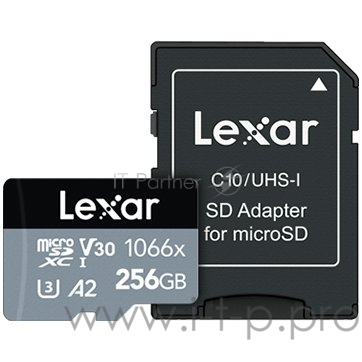 Карта LEXAR Professional 1066x 256GB microSDHC/microSDXC UHS-I Card SILVER Series with adapter
