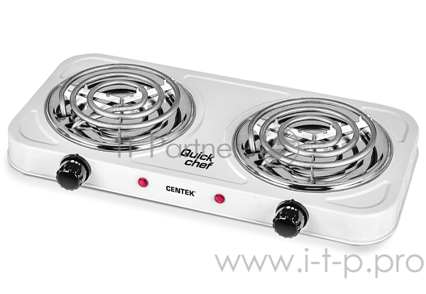 Плитка электрическая Centek CT-1509 (белая) 2конфорки ТЭН 140мм, 2000Вт, индикатор работы, усиленный корпус