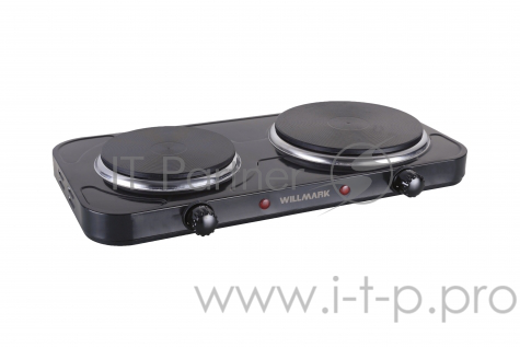 Плитка электрическая WILLMARK НS-215 (2 чугун конф.*155 mm/1000Вт.,185*1500Вт, нерж стали, черный)