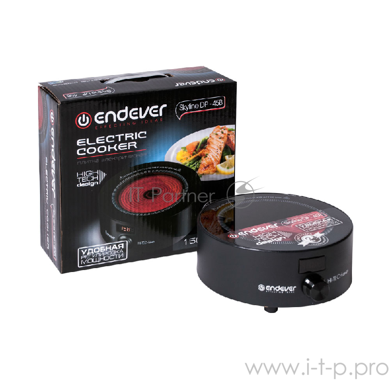 Плитка электрическая Endever Skyline DP-45B, макс. мощ. 1500 Вт, LED-дисплей
