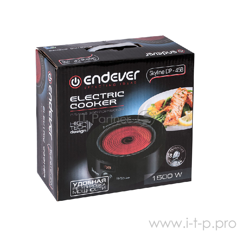 Плитка электрическая Endever Skyline DP-45B, макс. мощ. 1500 Вт, LED-дисплей