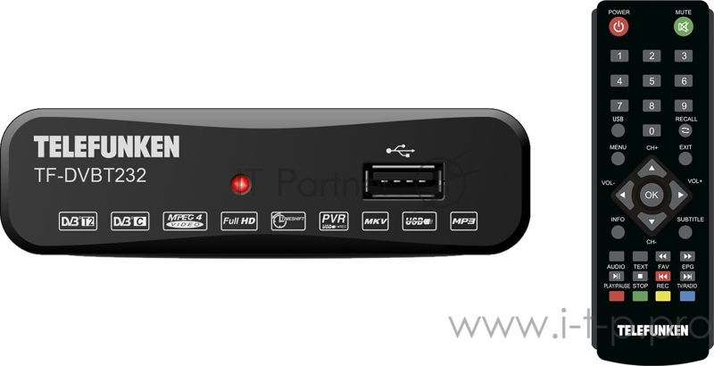 Ресивер DVB-T2 Telefunken TF-DVBT232 черный