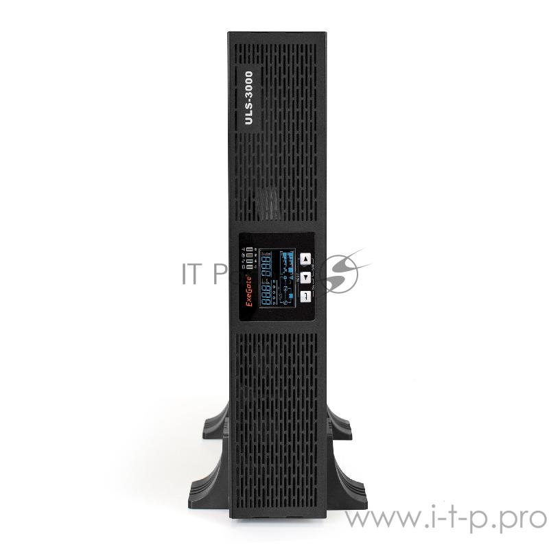 Источник бесперебойного питания On-line ExeGate EP285648RUS PowerExpert ULS-3000.LCD.AVR.C13.USB.RS232 <3000VA/3000W, On-Line, PF=1, LCD, 6*IEC-C13, RS232, USB, SNMP-slot, Rackmount 2U/Tower, Black>