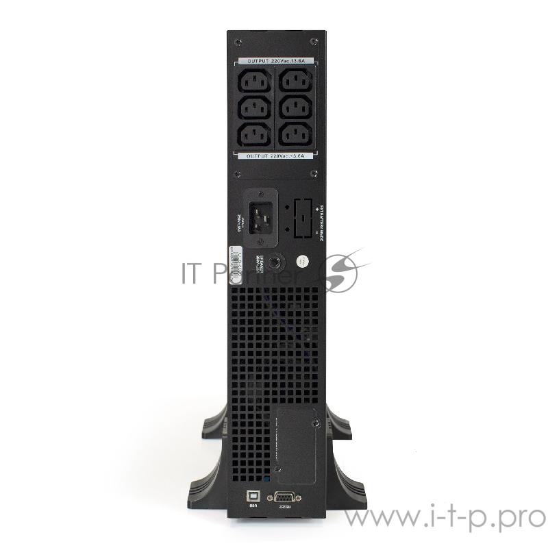 Источник бесперебойного питания On-line ExeGate EP285648RUS PowerExpert ULS-3000.LCD.AVR.C13.USB.RS232 <3000VA/3000W, On-Line, PF=1, LCD, 6*IEC-C13, RS232, USB, SNMP-slot, Rackmount 2U/Tower, Black>
