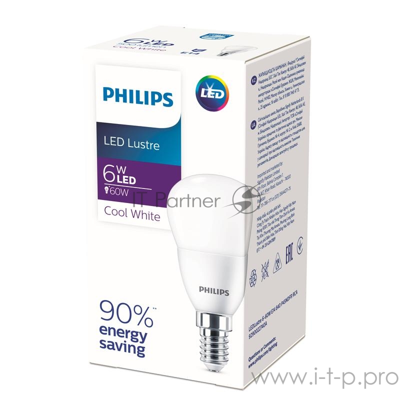 Лампа светодиодная LEDLustre 6-60W E14 840 P45NDFR RCA | 929002274037 | Philips