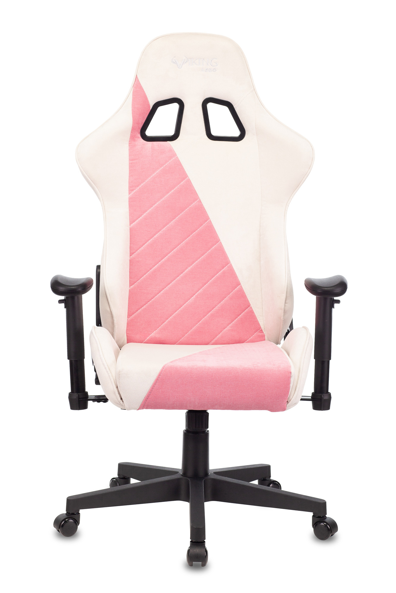 Кресло игровое Бюрократ VIKING X Fabric белый/розовый с подголов. крестовина пластик