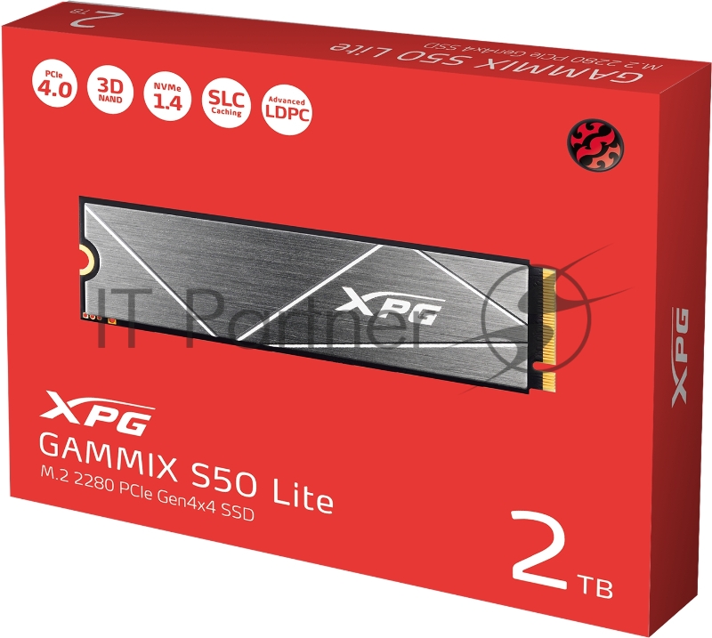 Твердотельный накопитель ADATA XPG GAMMIX S50 Lite SSD 2TB, 3D TLC, M.2 (2280), PCIe Gen 4.0 x4, NVMe, R3800/W3200, TBW 1480