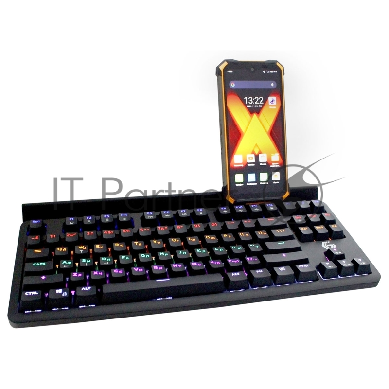 Клавиатура механ. Gembird KB-G520L USB, чёрн, 87 кл., Rainbow, 10 реж., 1,8м, подставка д/планшета