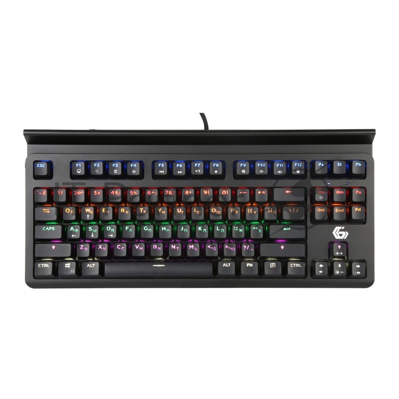 Клавиатура механ. Gembird KB-G520L USB, чёрн, 87 кл., Rainbow, 10 реж., 1,8м, подставка д/планшета