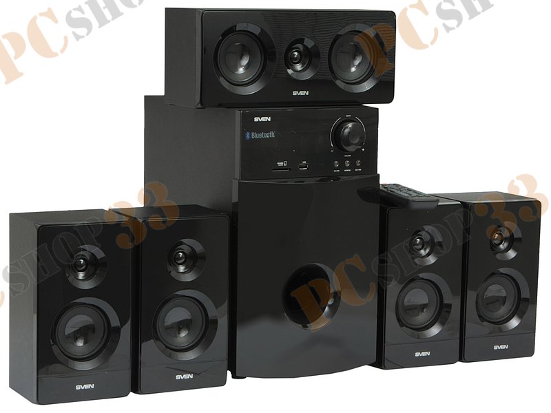 Акустическая система 5.1 Sven HT-210, сабвуфер 50Вт, сателлиты 5x15Вт, с MP3 плеером, с FM радио, черный (Bluetooth)