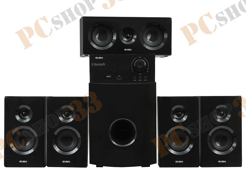 Акустическая система 5.1 Sven HT-210, сабвуфер 50Вт, сателлиты 5x15Вт, с MP3 плеером, с FM радио, черный (Bluetooth)