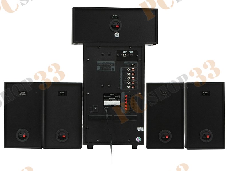Акустическая система 5.1 Sven HT-210, сабвуфер 50Вт, сателлиты 5x15Вт, с MP3 плеером, с FM радио, черный (Bluetooth)