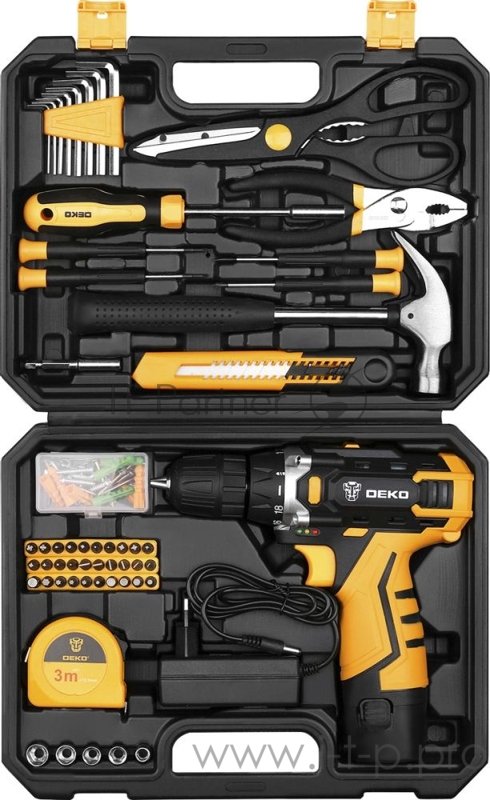 Дрель-шуруповерт Deko GCD12DU3 аккум. патрон:быстрозажимной (кейс в комплекте)