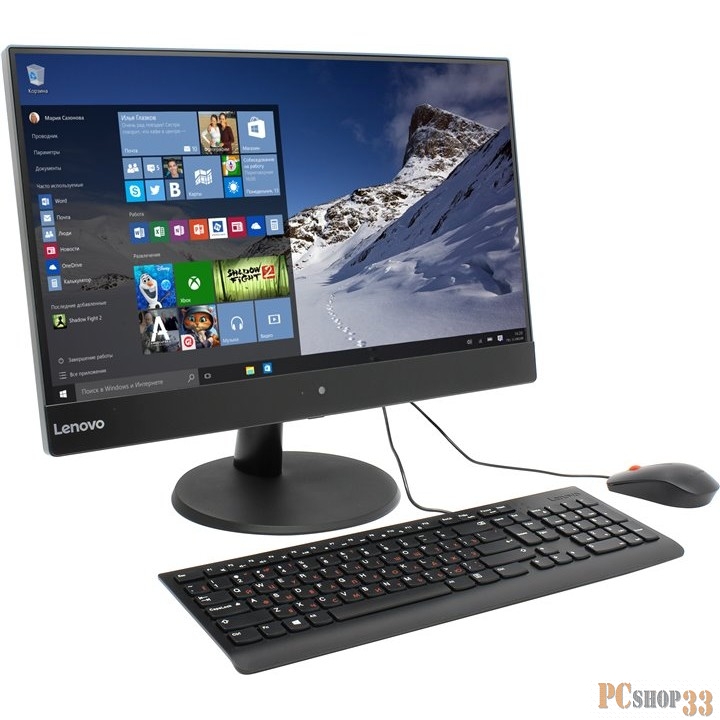 Моноблок Lenovo V510z 10NQ001PRU (Core i3 7100T-3.40ГГц, 8ГБ, 1ТБ, HDG, DVDRW, LAN, WiFi, BT, WebCam, 23.0 1920x1080, W10 Pro) + клавиатура + мышь