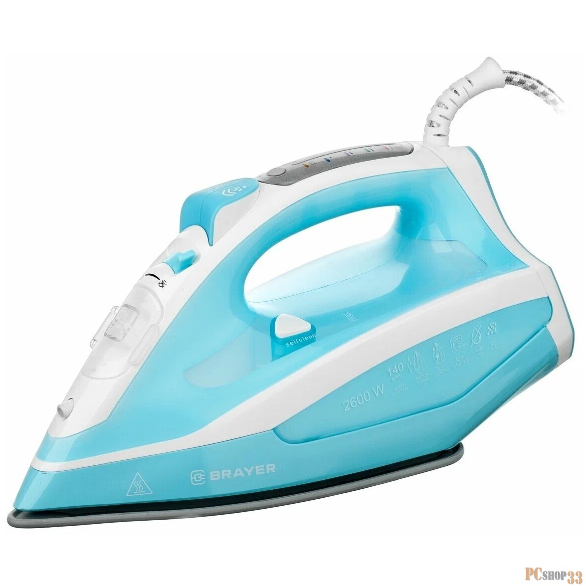 Паровой утюг 4000BR BRAYER 2600 Вт, керамич. автооткл.,Пар 140 г/м LED, и, антикапля, cпрей.