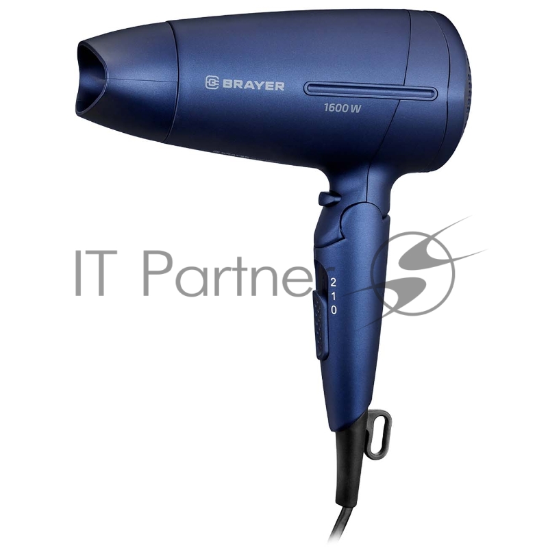 Фен 3020BR-BL BRAYER, 1600 Вт, 2 скор., холодный воздух, складная ручка, съемный фильтр, шнур 1,8 м
