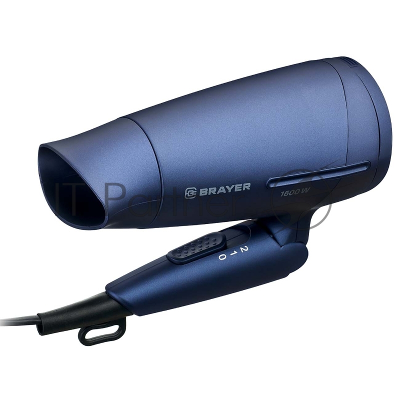 Фен 3020BR-BL BRAYER, 1600 Вт, 2 скор., холодный воздух, складная ручка, съемный фильтр, шнур 1,8 м