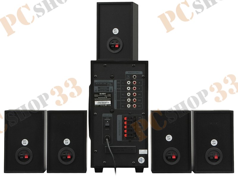 Акустическая система 5.1 Sven HT-200, сабвуфер 20Вт, сателлиты 5x12Вт, с MP3 плеером, с FM радио, черный