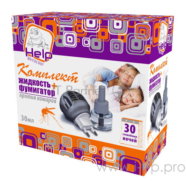 Комплект HELP против комаров: фумигатор и жидкость 30 ночей, инсектицидная
