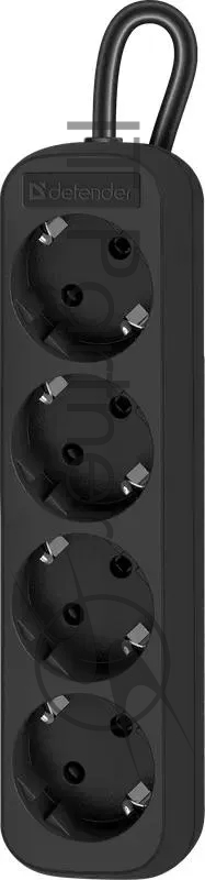 New Defender Удлинитель с заземлением M418 1.8 м, 4 розетки, черный