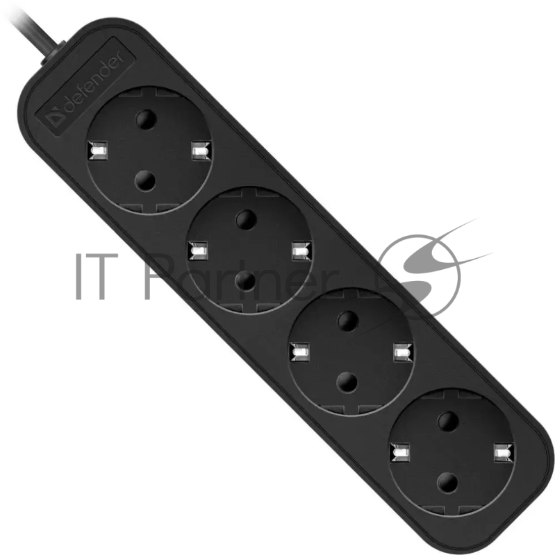 Удлинитель Defender с заземлением M430 3.0 м, 4 розетки, черный