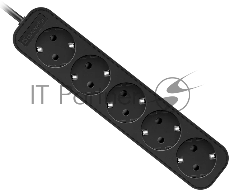 Удлинитель Defender с заземлением M518 1.8 м, 5 розеток, черный