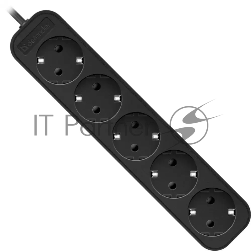 Удлинитель Defender с заземлением M530 3.0 м, 5 розеток, черный
