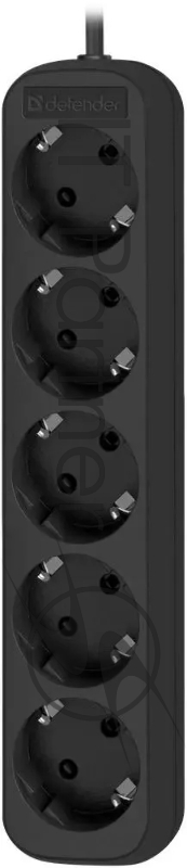 Удлинитель Defender с заземлением M530 3.0 м, 5 розеток, черный