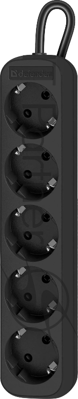 New Defender Удлинитель с заземлением M550 5.0 м, 5 розеток, черный