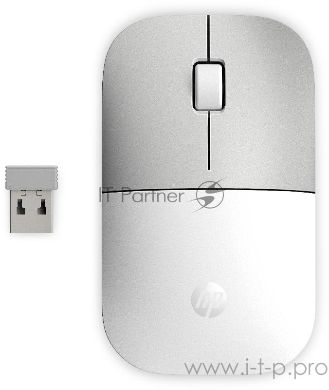 Мышь HP Z3700 белый/серебристый оптическая (1200dpi) silent беспроводная USB2.0 для ноутбука (2but)
