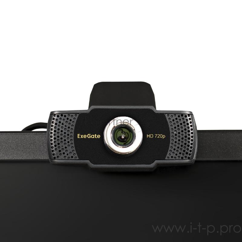 Веб-камера ExeGate EX287378RUS BusinessPro C922 HD Tripod (матрица 1/3 1,3 Мп, 1280х720, 720P, 30fps, 4-линзовый объектив, USB, микрофон с шумоподавлением, универсальное крепление, штатив Flex в комплекте, кабель 1,5 м, Win Vista/7/8/10, Mac OS, черн