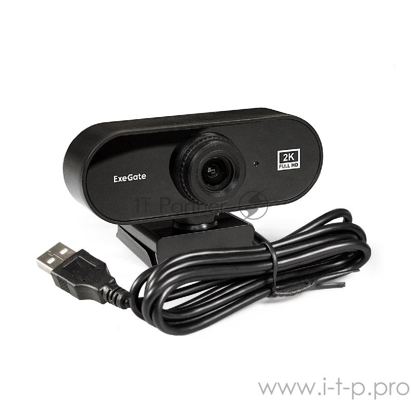 Веб-камера ExeGate EX287380RUS Stream C940 2K T-Tripod (матрица 1/3 5Мп, 2560x1440, 30fps, 4-линзовый объектив, ручной фокус, USB, микрофон с шумоподавлением, поворотное крепление, телескопический штатив Tripod Tele Ball, кабель 1,5 м, поддержка H.26